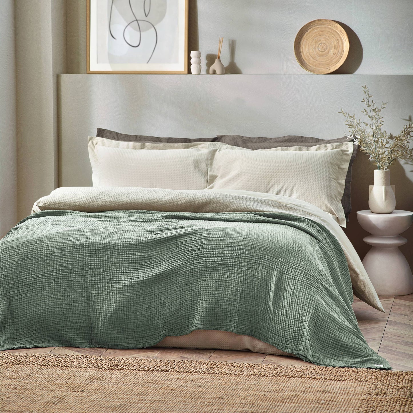 The Muslin Cotton Oversized Throw in Eucalyptus - Stella's Boutique