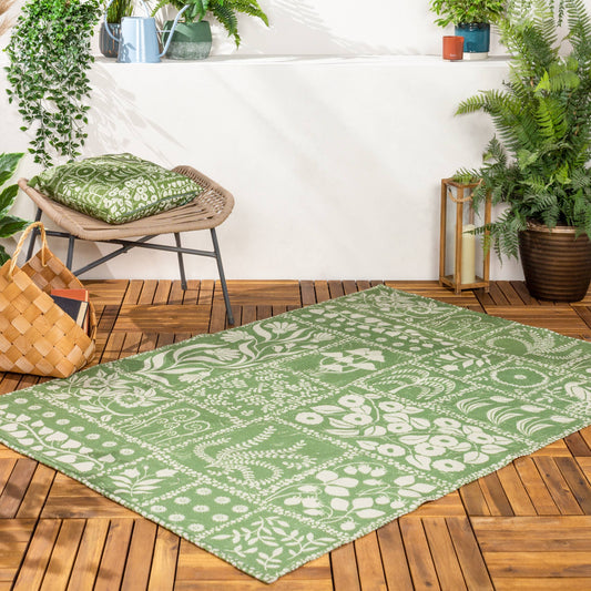 Forage Garden 120x170cm Indoor/Outdoor Washable Rug Sage