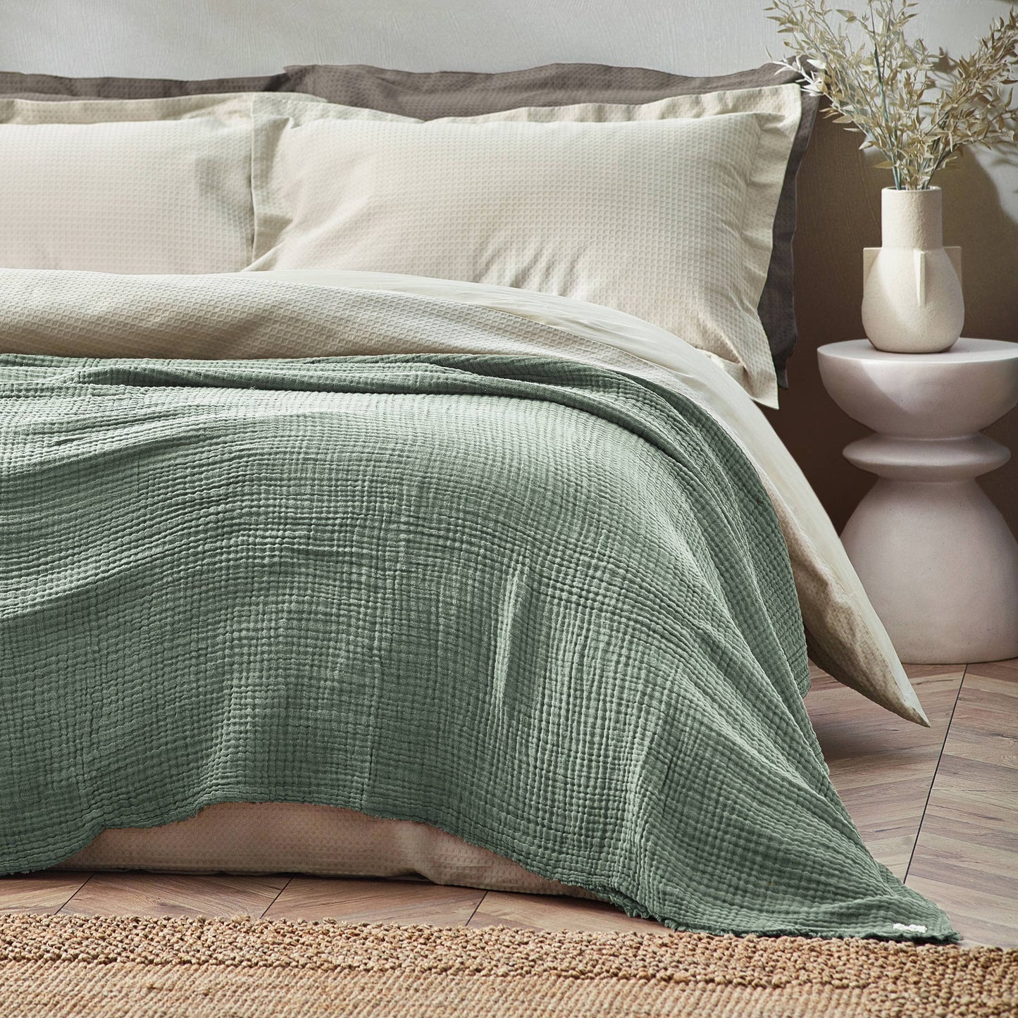 The Muslin Cotton Oversized Throw in Eucalyptus - Stella's Boutique