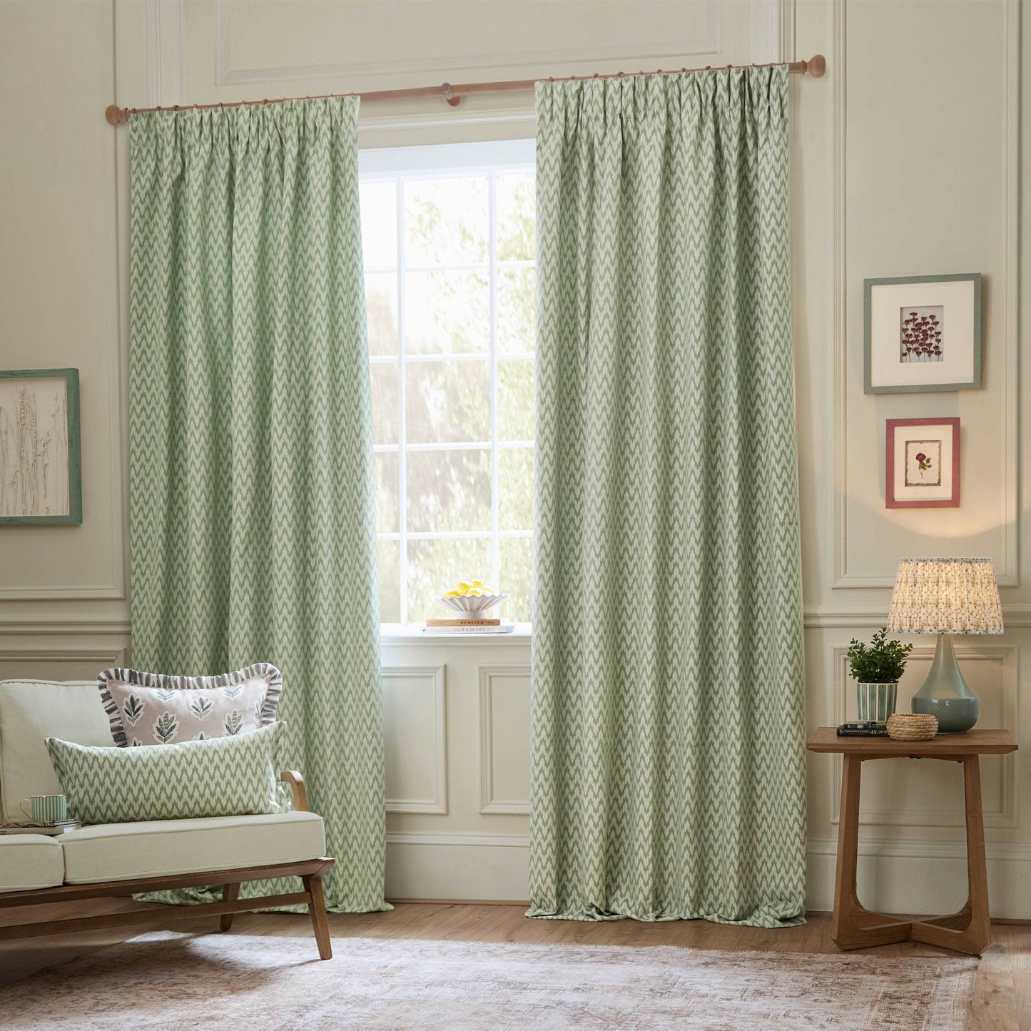 Hutton Woven Jacquard Cushion Sage