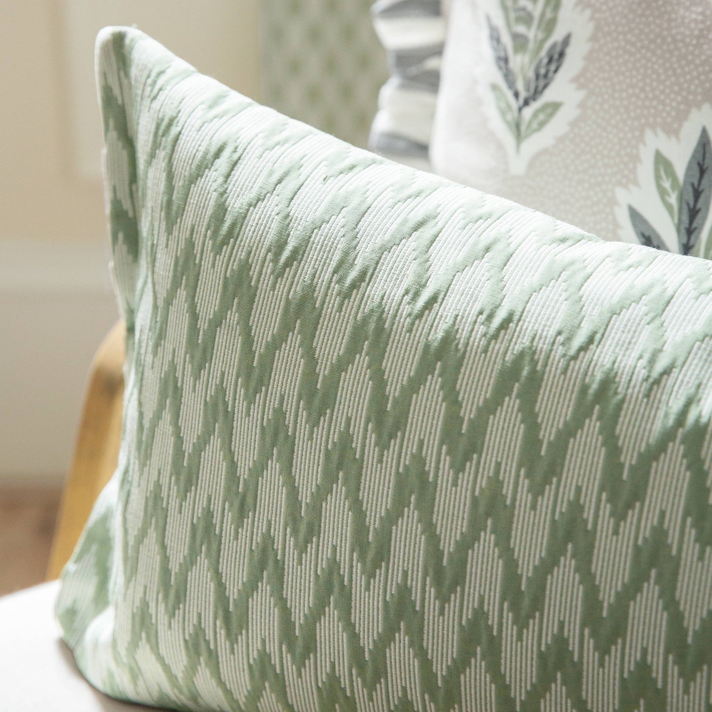 Hutton Woven Jacquard Cushion Sage